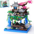 LQPFBSM Cherry Blossom Treehouse Micro Mini Building Block Sets Japanese Bonsai Tree Peach