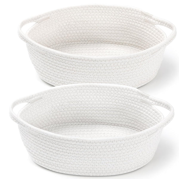 2 Pack Small Woven Basket with Gift Bags, Decorative Gift Chest Box for Nursery, Cotton Rope Storage Basket