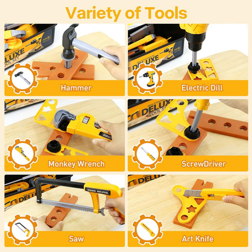 Set Set 3 4 5 Zealous Kids Tool for Boys,Toddler Tool with Kids Tool Box & Electronic Toy Drill,Construction Pretend