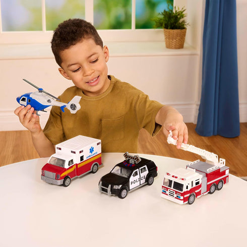 Driven by Battat Micro 1:24 Scale Fire Truck with Lights, Sounds & More for Boys & Girls Age 3+