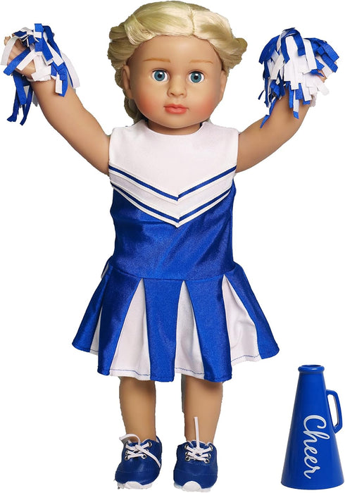 18-Inch American Fashion World Blue Cheerleading Outfit for Dolls | Accessories Included | Premium Quality & Trendy