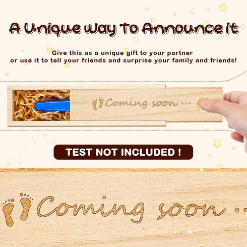 Qunclay Pregnancy Test Keepsake Box Surprise Pregnancy Announcement Box Wooden Baby for Husband Grandparents Baby