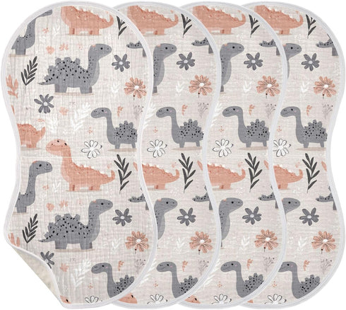 decor gift 4 Pack 22x11in Cotton Baby Muslin Burp Cloths Easy Care Naughty Alaskan Dinosaur Light Gray wash Cloths