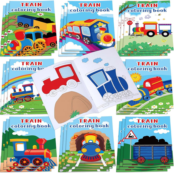 Faccito 24 Pcs Train Coloring Books Bulk Party Favors Trains Mini DIY Art