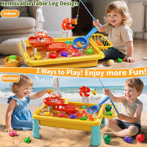 1-3 4-8 2 3 4 5 6 7 8 Kids Water Table Play Toy for Toddlers Years Old, Kitchen Sink with Electrical Pump and Flowing