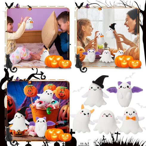 Aoriher 15 Pcs Mini Stuffed Animals, Halloween Plush Toys Small Devil Ghost Keychain for Party Favors