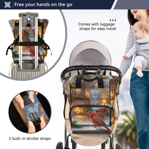 SUABO Backpack Baby Diaper Bag Cardinal Large Bag Waterproof Travel Diaper Bags for Moms and Dads