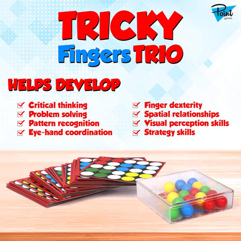 Point Games Therapy Games for Kids - Tricky Fingers Trio Puzzle Games for Sensory Learning, Ages 4+