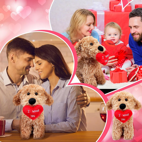 Dog Plush Stuffed Animal Puppy Dog with Heart, I Woof You Gifts, Cute Heart Dog Toys, 11.8 Inch