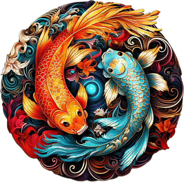 Wooden Puzzles for Adults - Yin Yang Fish (L-275pcs) Unique Shaped Animal Wood Puzzles for Kids