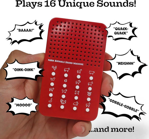 16 16 Farm Noisemaker with Farm Animal Sounds, Cow, Chicken, Horse, and More Animal Noises, Portable Electronic Sound