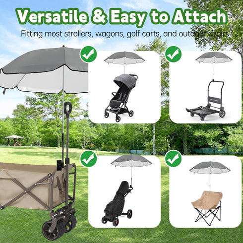 Eiszhjk 50+ UPF Wagon Umbrella with Universal Clamp, Adjustable Lounge Wagon Umbrella Attachment, Lightweight for Easy