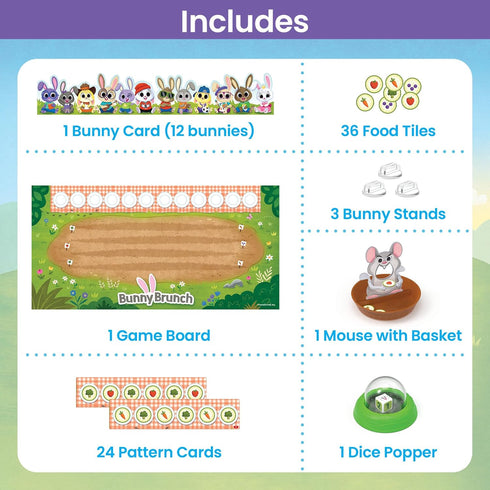 hand2mind Bunny Brunch Board Game, Pattern Game, Cooperative Board Game for Kids, Math Game, Counting Game, Preschool Math Learning Games, Educational Board Games, Bunny Toys for Kids, Easter Toys