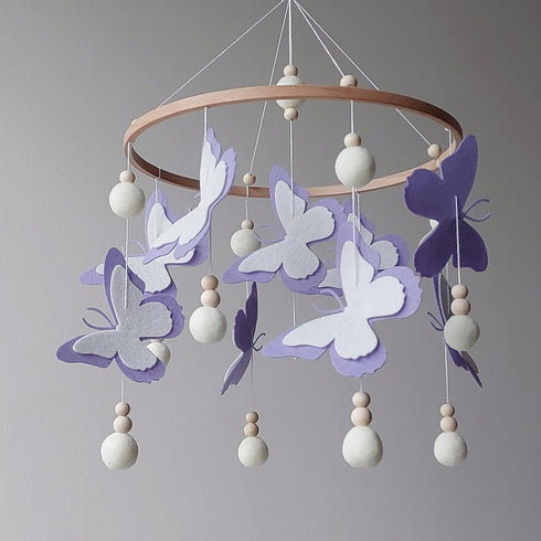 Handmade Purple Butterfly Crib Mobile for Baby Girls