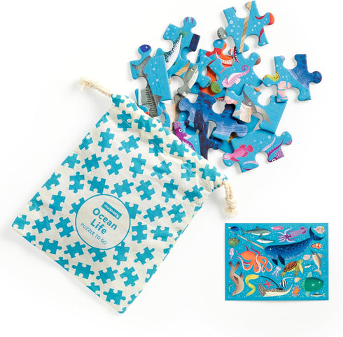 Mudpuppy Ocean Life Puzzle to Go, 36 Pieces, 12 x 9” – Travel-Friendly for Kids Age 3+