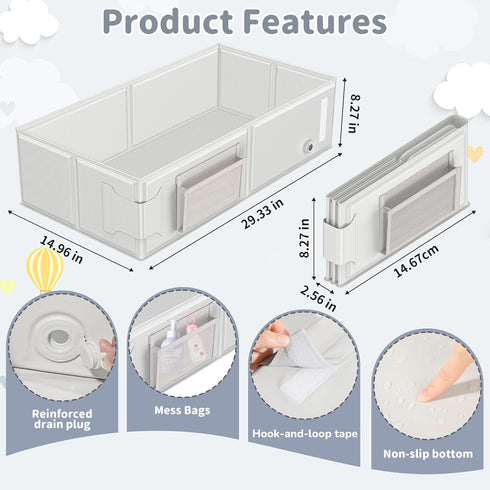 6M-5Y,Baby Baby Bathtub, Portable Bathtub with Cat-Patterned Bath Rinse Cup,Foldable Bath Tub for Small
