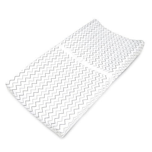 American Baby Company Printed 100% Cotton Knit Fitted Contoured Changing Table Pad Cover - Gray Zigzag