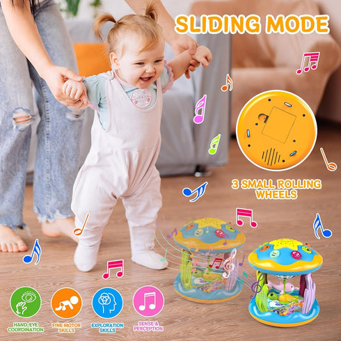 Baby Toys 6 to 12 Months, 4 in 1 Musical Rotating Projector, Light Up Infant Learning Toy for Toddlers