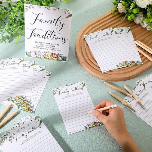 Fumete 61 Pieces Baby Shower Games, Family Traditions Sign and Cards with Pencils for Baby Shower Party Decor