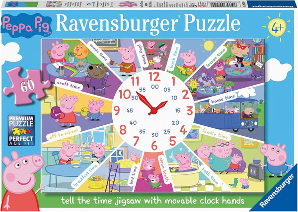 Ravensburger Peppa Pig: Tell The Time 60 Piece Clock Jigsaw Puzzle for