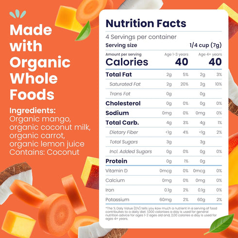 6 Amara Smoothie Melts - Mango Carrot - Baby Snacks Made With Fruits and Vegetables - Healthy Toddler Snacks For Your