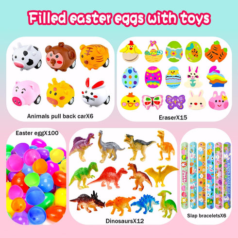 Phaorui 318 100 sets Pcs bulk Easter Egg with toys filled inside for kids, plastic Easter egg stuffed with toys self