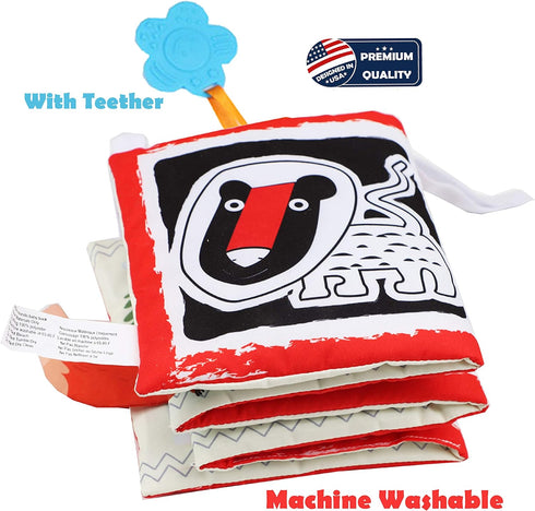 Tummy 0-3-6-12 bebe mondo High Contrast Baby Toys for Newborn, Black and White Time Mirror Toy Baby Books for Babies