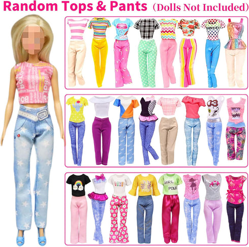 Ecore Fun 39 Pcs Doll Clothes and Accessories, 3 Fashion Dresses, 10 Slip Dresses, 3 Tops, 3 Pants for 11.5 inch Dolls