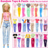 Ecore Fun 39 Pcs Doll Clothes and Accessories, 3 Fashion Dresses, 10 Slip Dresses, 3 Tops, 3 Pants for 11.5 inch Dolls