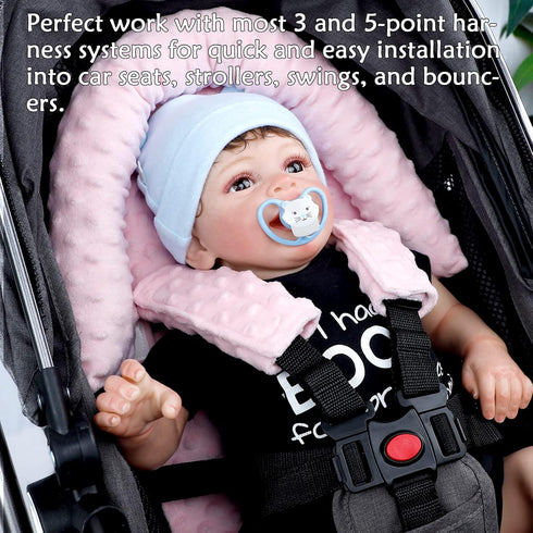 Pack of Baby Car Seat Head Support and Covers Stylish Floral Ultra Soft Minky Dotted Fabric Perfect for Baby Carseats
