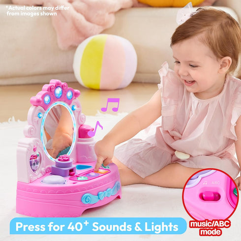 lalalark Set 40+ 6 1 2 3 JOVA Toddler Vanity & Baby Vanity Mirror Toy, Interactive Pretend Vanity with Sounds