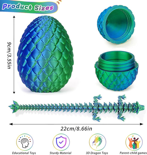 6PCS 3D 3D Set (6pc-a) JOD Printed Dragon Eggs with Dragon Inside Articulated Fidget Toys, Easter Dragon Eggs, Mystery