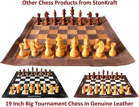 StonKraft Wooden Chess Board Game Set with Magnetic Pieces (12" X 12")