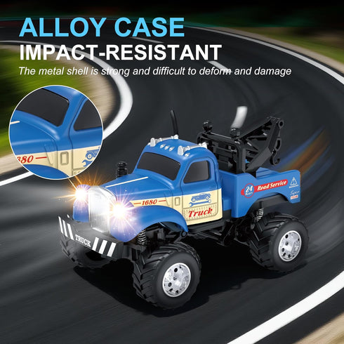 1:64 2.4Ghz 3-Speed 4-8 MOONTOY Scale Mini Alloy Truck RC Car with LED Lights, Remote and App Control Toy Car