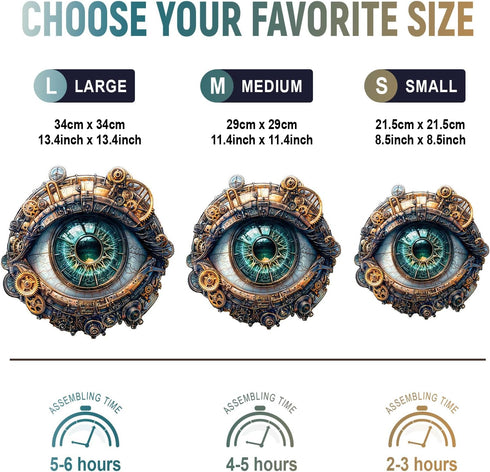 11.4 11.4in 190pcs Wooden Puzzles for Adults - Mechanical Eyes Wooden Jigsaw Puzzle, Unique Animal Shaped Wood Puzzles