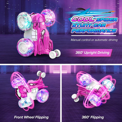 Excitobo 360 2.4GHz 4WD 3 4 5 6 7 8 3-8 Remote Control Car, flips Fast Stunt Rechargeable Double Sided RC Car Toys