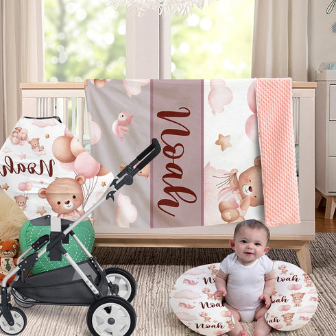 Dyoart Custom Baby Nursing Pillow Cover for Nursing, Bear Pattern Removable Nursing Covers for Breastfeeding Pillows