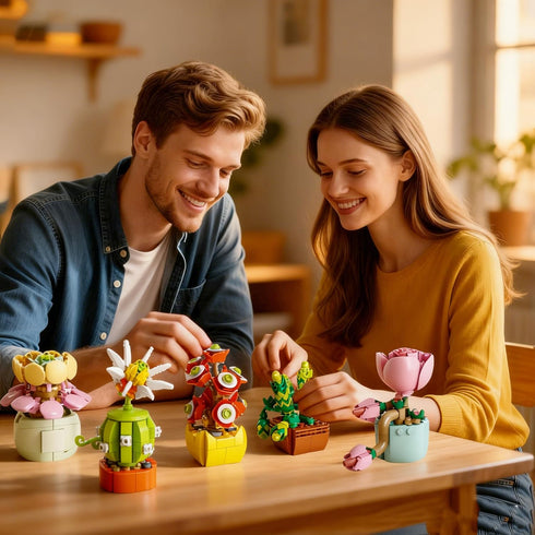 10 Pack Set 990 Sawaruita Succulent Mini Plant Building Blocks for Adults - Pcs Flower Botanical Collection Home Office