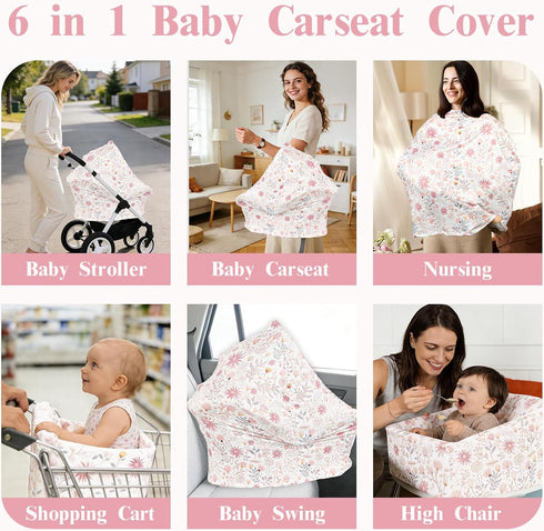 Nursing Pillow Covers & Baby Carseat Cover, Breastfeeding Pillow Cover & Infant Carseat Canopy for Baby Girls Boys