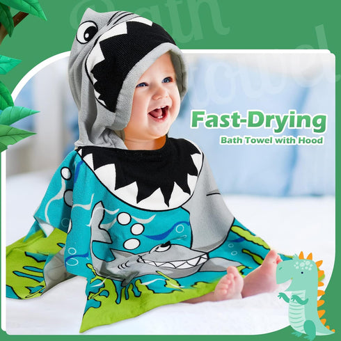 3 Pack Baby(59 30 Inch,Shark, Chumia Kids Hooded Beach Poncho Towels Toddler Swim Pool Bath Towels with Hood Thicker