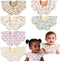 JUVA 6-Pack Organic Cotton Baby Bibs, Absorbent & Reversible, 360 Rotating Drool Bibs