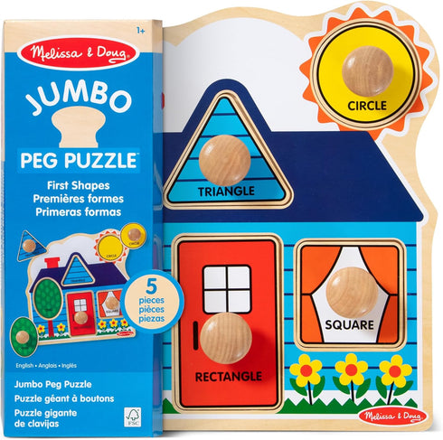 Melissa & Doug First Shapes Jumbo Knob Wooden Puzzle - Chunky Baby Puzzle for Toddlers Ages 1+