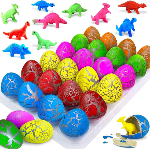 24 Pcs Large Hatching Dinosaur Eggs Easter Party Favors, Easter Egg Filled Toys for Kids Toddlers Grow in Water Dinos