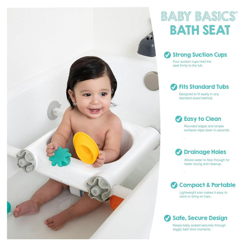 Regalo Baby Basics Baby Bath Seat with Suction Cups, Sit-Up Bath Support for Infants, Secure Baby Bath Chair