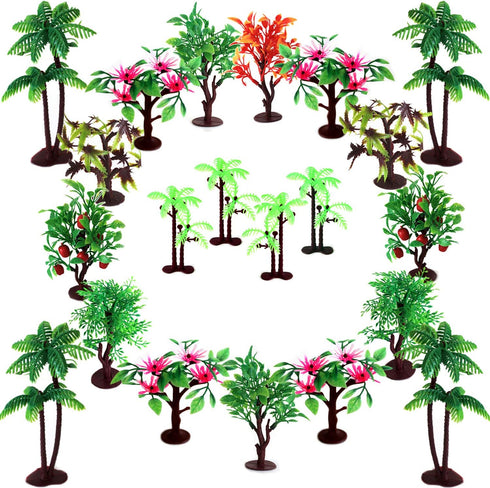OrgMemory Upgrade Trees Cake Decorations, 19pcs Model Trees with Bases, Ho Scale Diorama Supplies