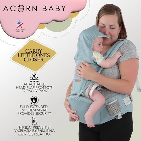 6-in-1 Acorn Baby Parent Carrier Sling with Hip Seat - Ergonomic Carrier Front Carrier Breastfeeding Holder for Parents