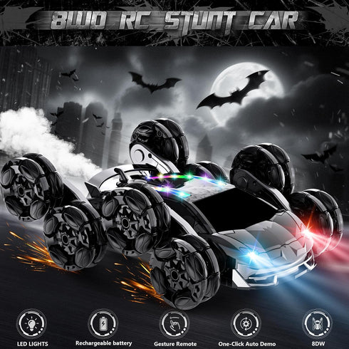 8WD Car,2.4GHz 5-7 OSIMILY Remote Control Gesture Sensing RC Stunt Car,Cool Spray Rotation RC Car with Lights