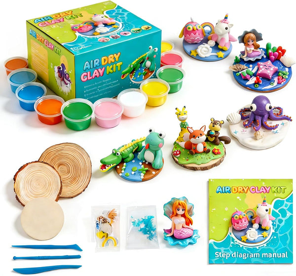 Xoprmey Air Dry Clay Kits for Kids,Animal & Ocean Theme,Modeling Clay for Kids,