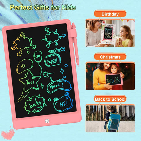 LCD Writing Tablet for Kids, 12.9 Inch Colorful Doodle Board, Erasable Drawing Pad for Boys and Girls 3-8 Years