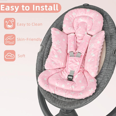 Car Seat Head Support Baby, Soft Infant CarSeat Insert with Strap Covers for Girls, Newborn Insert for carseat